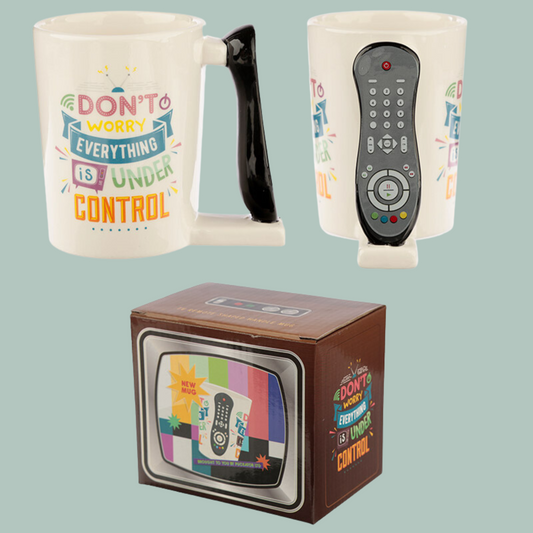 Funny Mug with Remote Control Handle TV Lover Gift Present For TV Watcher Ideal Christmas Gift Birthday Gift Fun Television Memorabilia Cup