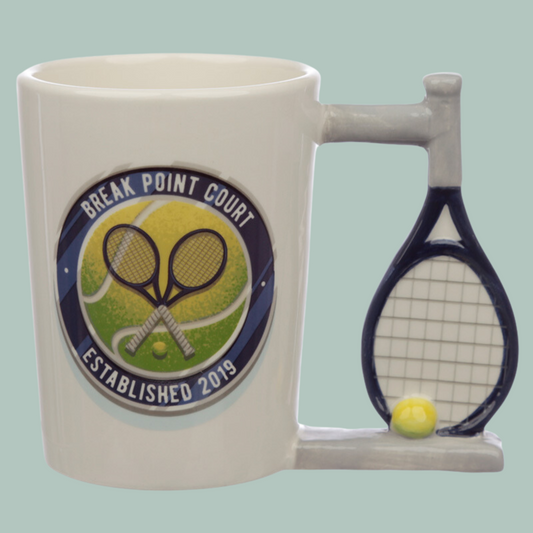 Tennis Mug with Tennis Racquet Handle Tennis Lover Gift Present For Tennis Fan Ideal Christmas Gift Birthday Gift Fun Tennis Memorabilia