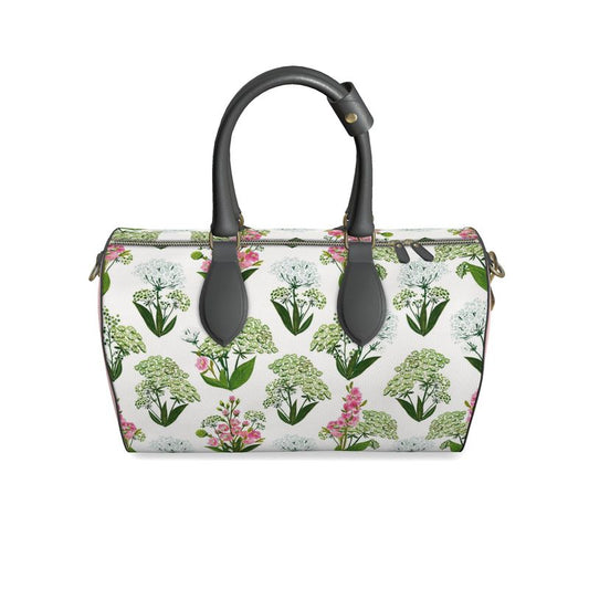 Limited Edition Hand Painted Garden Design Genuine Leather Duffel Bag