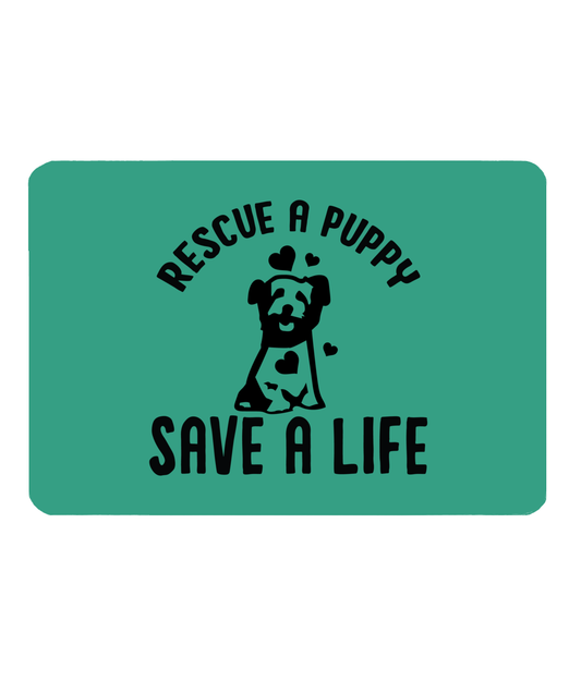 Cute Dog Mat With Lovely Message | Non Slip Pet Food Mat With Easy Clean Surface | Rescue A Puppy Dog Bowl Mat | Doggy Feeding Time | Pets