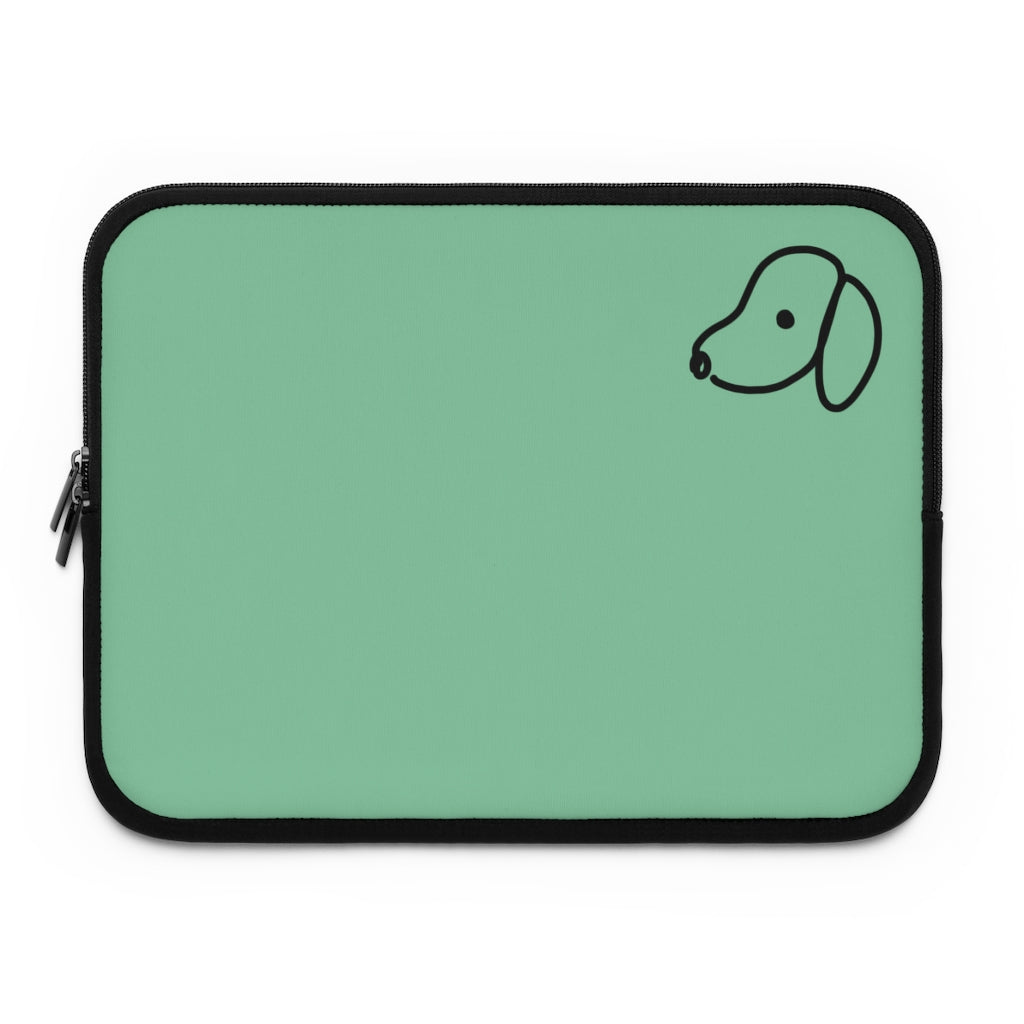 Green Laptop/Tablet Sleeve with Dog