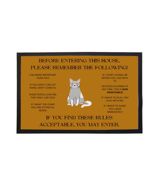 Cat's Rules for entering their home Door Mat