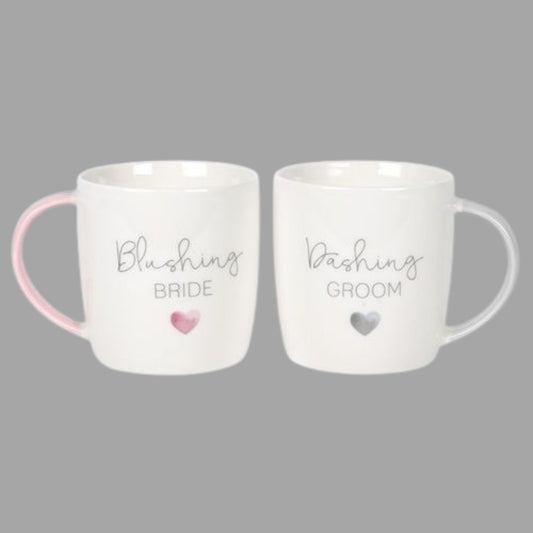 Bride And Groom Mugs Set, Wedding His And Hers Mug Set, Blushing Bride Dashing Groom Cups, Cute Fun Wedding Gift