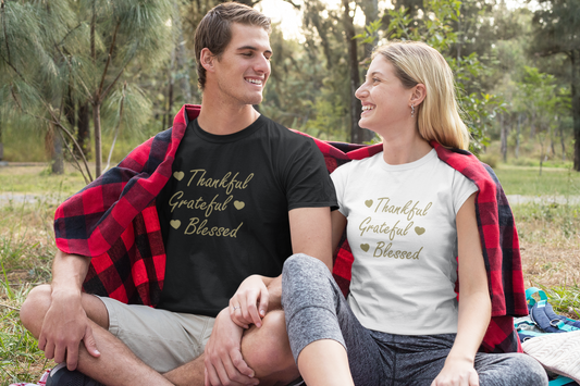 Unisex Champion T-shirt 'Thankful Grateful Blessed'